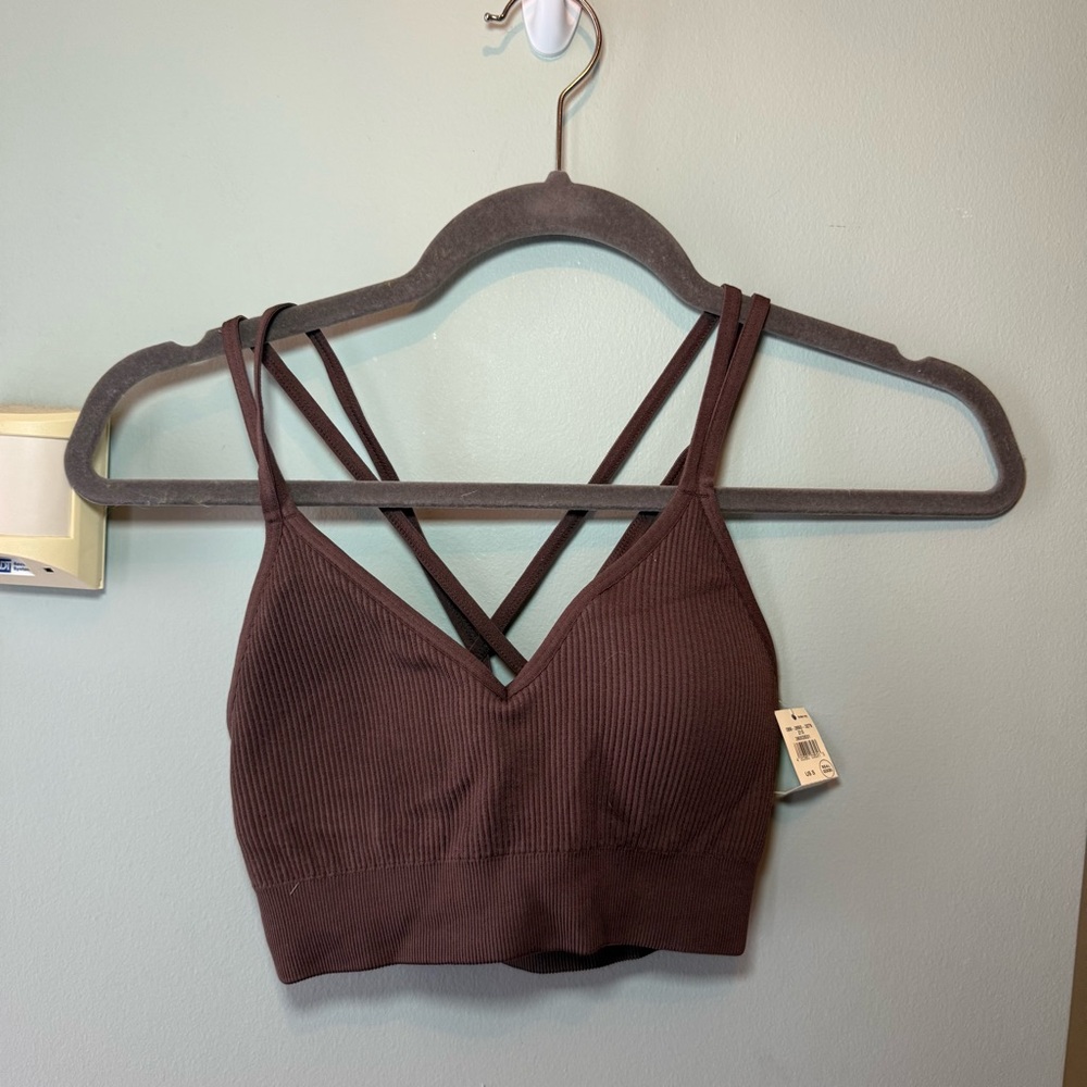 Aerie Brown Sports Bra Size Small NWT